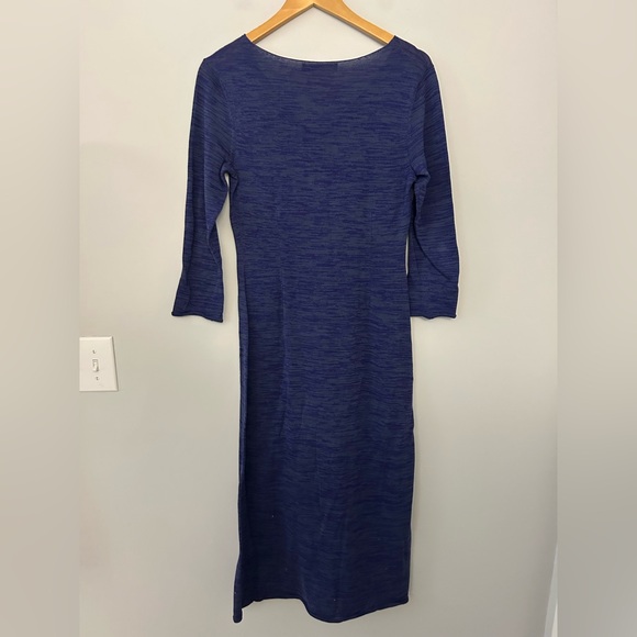 Peruvian Connection Blue Purple Pima Cotton V-Neck Midi Dress - Picture 3 of 6